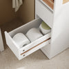 SoBuy BZR54-II-W Meuble Salle de Bain à Roulettes Blanc et Hévéa, 3 Tiroirs et Niche Ouverte, Slim 23cm, 40kg – 65x23x82 cm