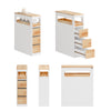 Prévente SoBuy BZR54-III-WN Meuble Salle de Bain à Roulettes Blanc et Bois Naturel, 3 Tiroirs et Niche Ouverte, Slim 23cm, 40kg – 65x23x82 cm
