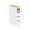 SoBuy BZR54-K-W Dulap de depozitare pentru toaletă, Dulap de baie de 20 cm cu 3 sertare, Dulap mic de baie pentru depozitare, Etajeră mobilă pentru toaletă și bucătărie, Alb, 60x20x82,3 cm