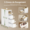 SoBuy BZR54-K-W Dulap de depozitare pentru toaletă, Dulap de baie de 20 cm cu 3 sertare, Dulap mic de baie pentru depozitare, Etajeră mobilă pentru toaletă și bucătărie, Alb, 60x20x82,3 cm