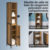 SoBuy BZR62-PF Dulap Colonial Vintage pentru Baie 30x168x28 cm – Dulap Îngust cu 3 Compartimente Deschise și 1 Ușă – Dulap de Depozitare pentru Toaletă sau Baie, Stil Industrial