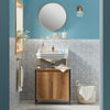 SoBuy BZR63-PF Dulap sub chiuvetă pentru baie cu 2 uși și raft, Mobilier mic de depozitare sub lavoar cu picioare reglabile 60x60x30 cm