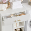 SoBuy BZR66-W Meuble Salle de Bain avec Panier à Linge Amovible, Tiroir et 2 Étagères pour Rangement - Meuble de Rangement Compact Blanc pour Salle de Bain, 66x37x95 cm