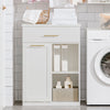 SoBuy BZR66-W Meuble Salle de Bain avec Panier à Linge Amovible, Tiroir et 2 Étagères pour Rangement - Meuble de Rangement Compact Blanc pour Salle de Bain, 66x37x95 cm