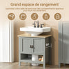 SoBuy BZR69-II-HG Dulap pentru baie sub chiuvetă cu coloană – Dulap sub lavoar cu raft reglabil, nișă deschisă și decupaj pentru sifon – Dulap de depozitare pentru baie, Gri 60x60x30cm