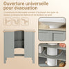 SoBuy BZR69-II-HG Dulap pentru baie sub chiuvetă cu coloană – Dulap sub lavoar cu raft reglabil, nișă deschisă și decupaj pentru sifon – Dulap de depozitare pentru baie, Gri 60x60x30cm