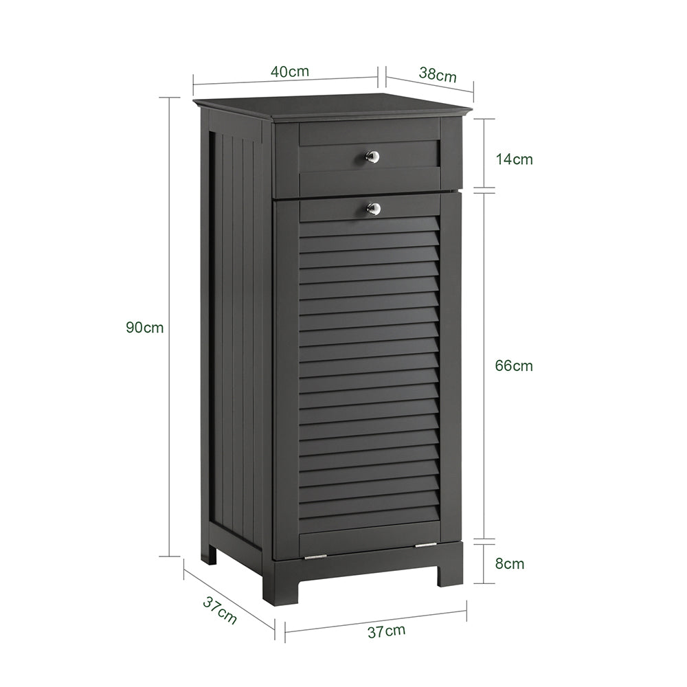 SoBuy BZR73-DG Meuble Bas de Salle de Bain Corbeille à Linge Armoire Toilette Meuble de Rangement avec 1 Tiroir et 1 Panier à Linge
