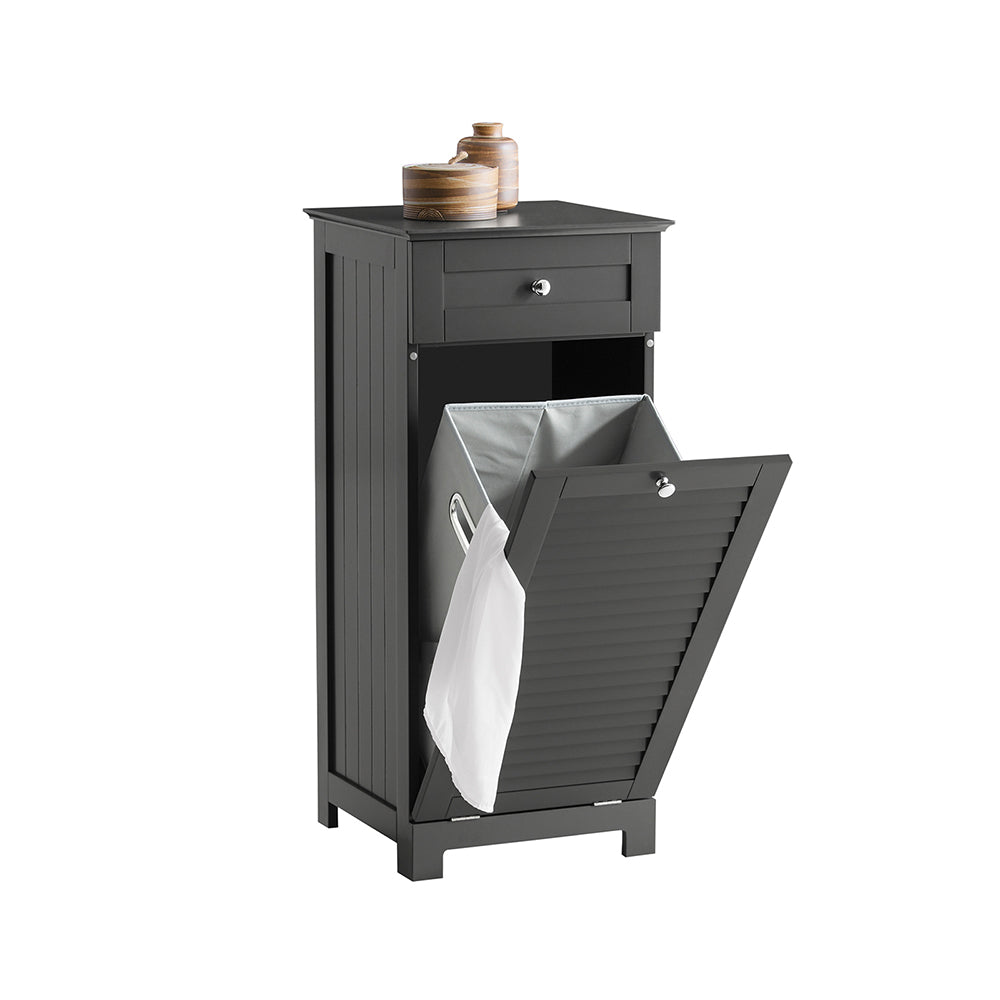SoBuy BZR73-DG Meuble Bas de Salle de Bain Corbeille à Linge Armoire Toilette Meuble de Rangement avec 1 Tiroir et 1 Panier à