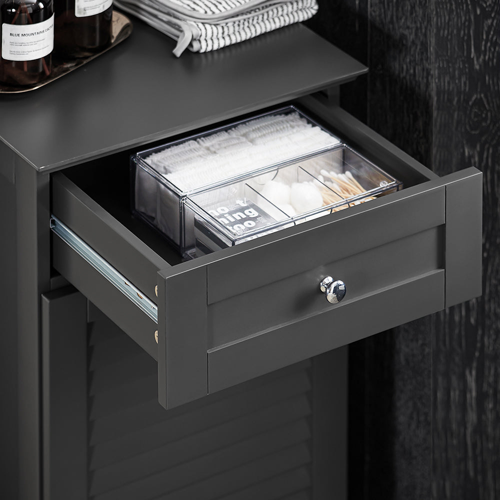 SoBuy BZR73-DG Meuble Bas de Salle de Bain Corbeille à Linge Armoire Toilette Meuble de Rangement avec 1 Tiroir et 1 Panier à Linge