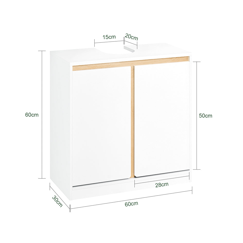 SoBuy BZR78-W Meuble sous-Lavabo, Meuble sous Vasque, Meuble Salle de Bain avec 2 Étages et 2 Portes