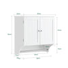 SoBuy BZR84-W Dulap Suspendat de Baie, Dulap de Perete Alb 60 x 30 x 60 cm, Dulap de Baie Sus cu Rafturi Reglabile, Spațiu de Depozitare pentru WC și Articole de Toaletă, Soluție Practică pentru Spații Mici