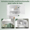 SoBuy BZR84-W Dulap Suspendat de Baie, Dulap de Perete Alb 60 x 30 x 60 cm, Dulap de Baie Sus cu Rafturi Reglabile, Spațiu de Depozitare pentru WC și Articole de Toaletă, Soluție Practică pentru Spații Mici