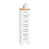 SoBuy BZR85-W Dulap de Baie Îngust – Mobilier WC cu Depozitare ce Economisește Spațiu – Suport de Hârtie Igienică din Lemn, pentru Spații Mici, Rezistent la Umiditate, Alb-Natural, 20x75x18 cm