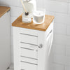 SoBuy BZR85-W Dulap de Baie Îngust – Mobilier WC cu Depozitare ce Economisește Spațiu – Suport de Hârtie Igienică din Lemn, pentru Spații Mici, Rezistent la Umiditate, Alb-Natural, 20x75x18 cm