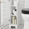SoBuy BZR85-W Dulap de Baie Îngust – Mobilier WC cu Depozitare ce Economisește Spațiu – Suport de Hârtie Igienică din Lemn, pentru Spații Mici, Rezistent la Umiditate, Alb-Natural, 20x75x18 cm