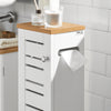 SoBuy BZR85-W Dulap de Baie Îngust – Mobilier WC cu Depozitare ce Economisește Spațiu – Suport de Hârtie Igienică din Lemn, pentru Spații Mici, Rezistent la Umiditate, Alb-Natural, 20x75x18 cm