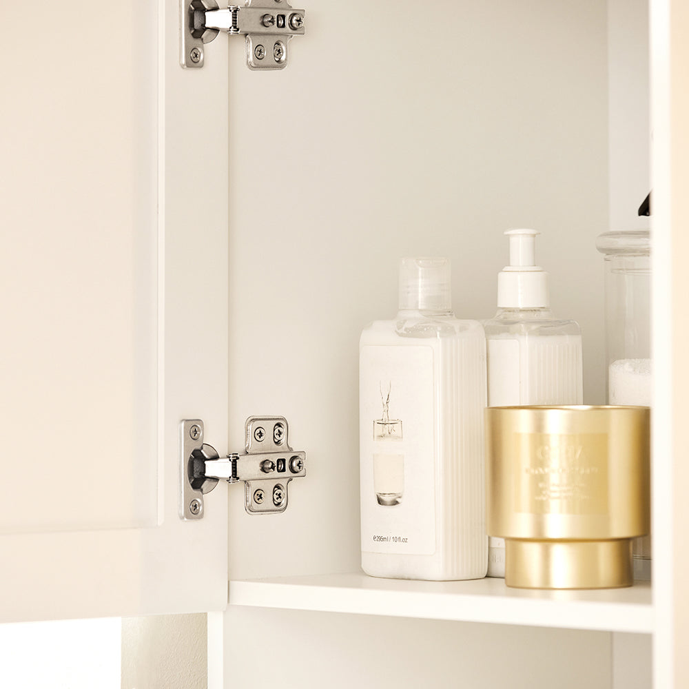SoBuy BZR87-W Meuble Colonne de Salle de Bain Armoire Haute Étagère étroite avec 2 Portes, 2 Compartiments et 1 Panier à Linge