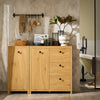 SoBuy BZR97-SN Armoire à Linge avec Sac à Linge, Meuble Bas de Salle de Bain, Armoire Toilette avec 3 Tiroirs et 1 Panier à Linge