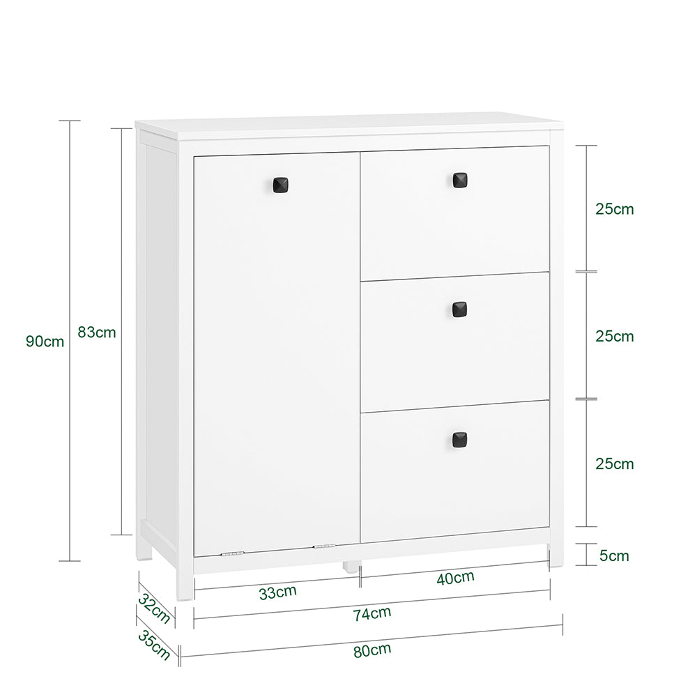 SoBuy BZR97-W Armoire à Linge avec Sac à Linge, Meuble Bas de Salle de Bain Armoire Toilette