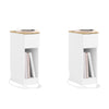 SoBuy FBT111-E-WNx2 Set de 2 Noptiere Înguste cu Stație de Încărcare, Măsuță Laterală Subțire cu Priză Standard, Port USB și Port Type-C pentru Dormitor și Living, Alb 20 x 35 x 60 cm