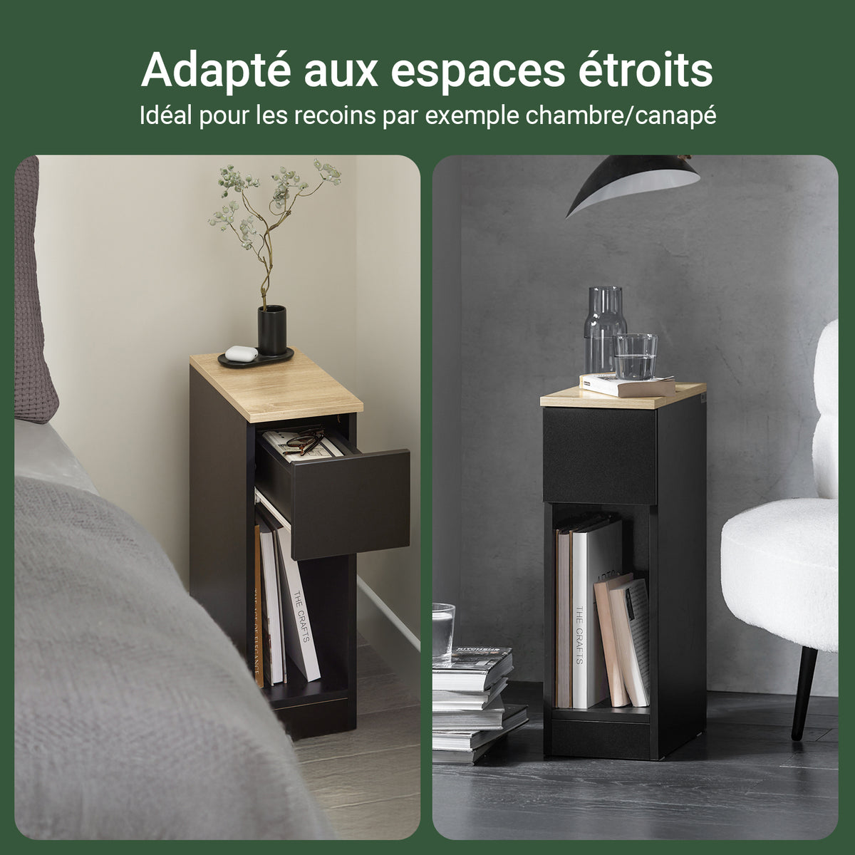 SoBuy FBT111-SCH Noptieră Masă de Noptieră Masă Laterală Masă de Cafea cu Sertar