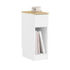 SoBuy Turn Masa cu o lățime îngustă de 20 cm cu sertar de design ondulat, masă îngustă pentru canapea, mese de noapte pentru dormitor și living, culoare alb și lemn 20 x 35 x 60 cm FBT111-W