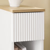 SoBuy Turn Masa cu o lățime îngustă de 20 cm cu sertar de design ondulat, masă îngustă pentru canapea, mese de noapte pentru dormitor și living, culoare alb și lemn 20 x 35 x 60 cm FBT111-W