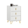 SoBuy FBT115-L-W Noptieră - Noptieră cu 3 sertare, Masă laterală pentru dormitor - Dulap modern de depozitare, alb L40 x P40 x H63 cm