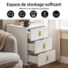 SoBuy FBT115-L-W Noptieră - Noptieră cu 3 sertare, Masă laterală pentru dormitor - Dulap modern de depozitare, alb L40 x P40 x H63 cm