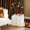 SoBuy FBT115-W Noptieră - Noptieră cu 2 Sertare, Măsuță Laterală pentru Dormitor - Mobilier de Depozitare Modern, Alb L40 x P40 x H47 cm