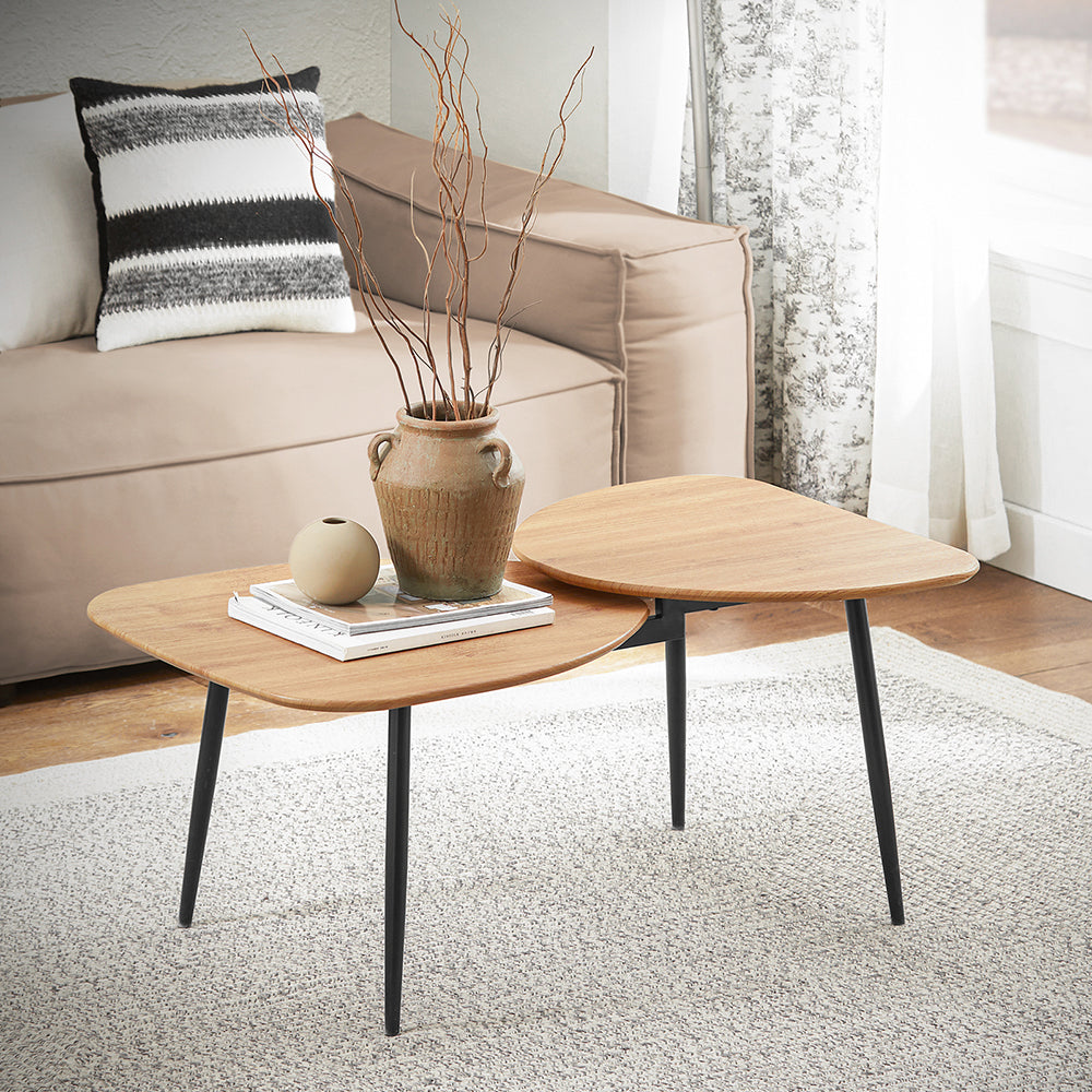 SoBuy FBT127-N Masă de cafea, Masă de sufragerie, Mobilier de sufragerie de design, Structură metalică cu 2 blaturi