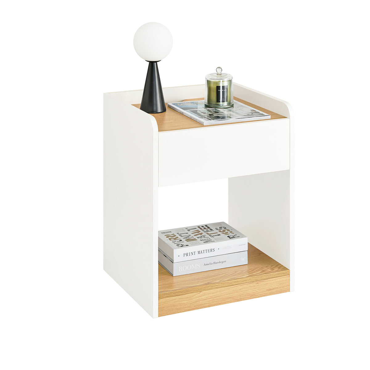 SoBuy FBT128-WN Table de Chevet, Table de Nuit, Table d'Appoint, Bout de Canapé avec 1 Tiroir pour Salon, Chambre