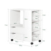 SoBuy FBT129-W Suport Mobil cu 2 Sertare, pentru Imprimantă, Birou Mobil cu Roți, cu Rafturi Deschise pentru Documente Format A4