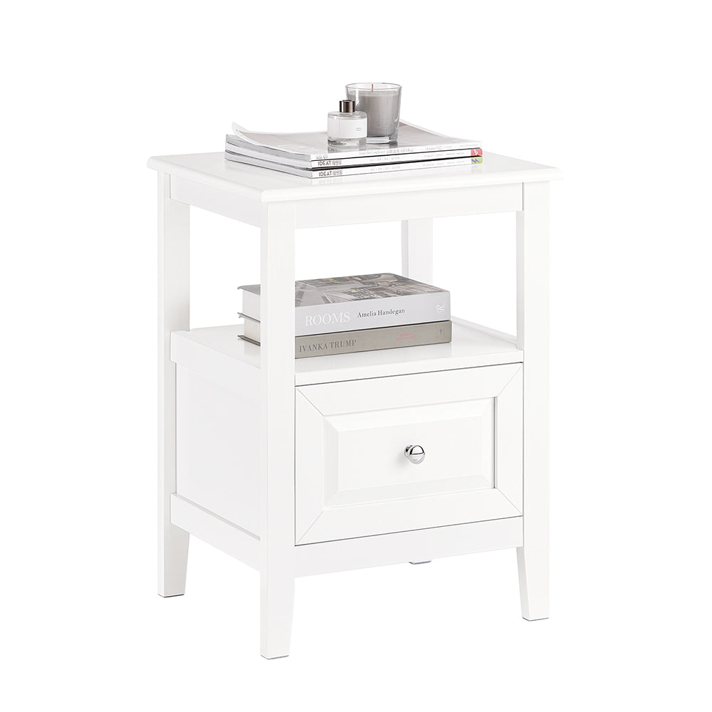 SoBuy FBT131-W Table de Chevet, Table d'Appoint, Bout de Canapé avec 1 Tiroir, Table de Nuit Convient pour Tout Lit et Toute