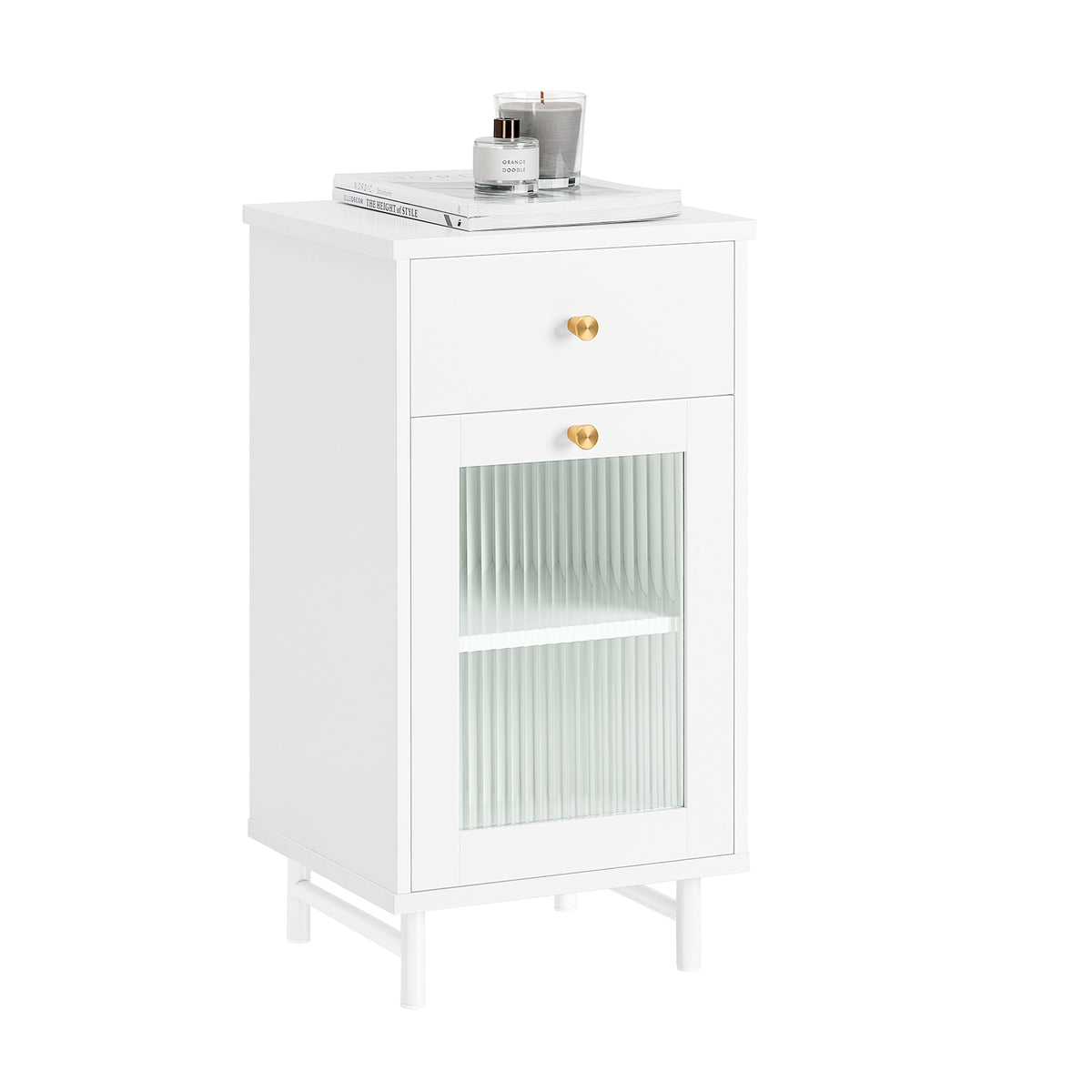 SoBuy FBT133-W Table de chevet Table de Nuit Bout de canapé Table d'appoint Table Téléphone Table de Lit 1 Tiroir et 1 Porte