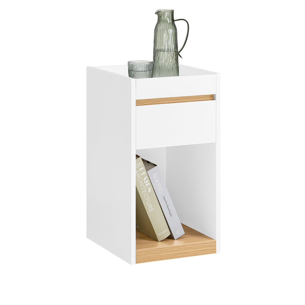 SoBuy FBT137-W Table de Chevet avec tiroir Table de Nuit Bout de canapé Table d'appoint Table Téléphone Table de Café