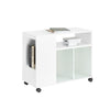SoBuy FBT142-W Table d’Appoint, Bout de Canapé de Salon,à roulettes, Chariot de Bureau avec tiroir et Portes en Verre