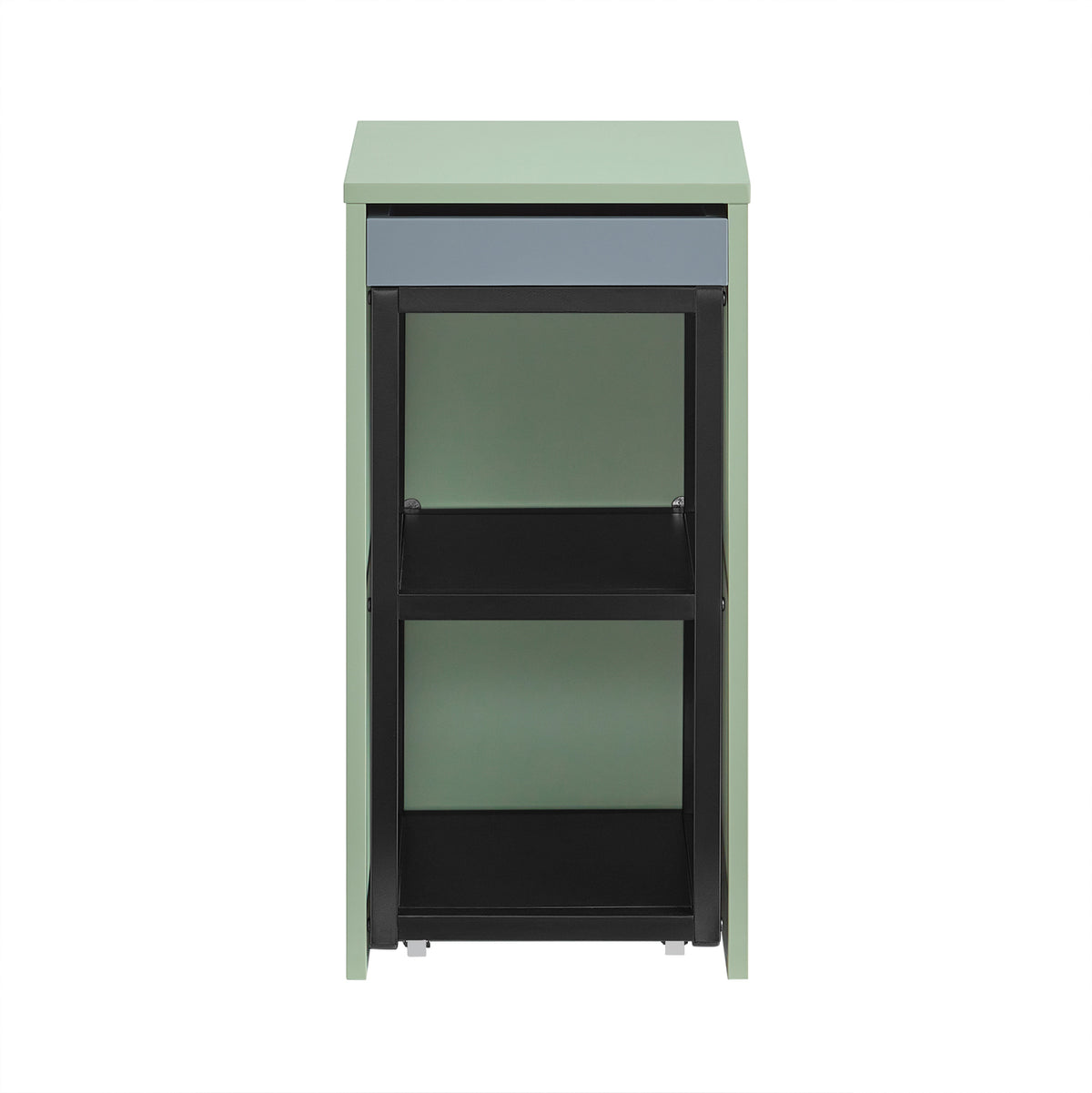 SoBuy FBT145-GR Măsuță laterală pe roți, măsuță suprapusă, măsuță de noptieră îngustă, noptieră, 1 blat și 2 rafturi
