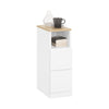 SoBuy FBT149-WN Noptieră Îngustă, Masă Laterală Subțire cu 2 Sertare și Raft, Organizator de Noptieră pentru Dormitor, Living, Alb, L 20 x A 35 x H 60 cm