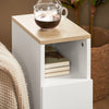 SoBuy FBT149-WN Noptieră Îngustă, Masă Laterală Subțire cu 2 Sertare și Raft, Organizator de Noptieră pentru Dormitor, Living, Alb, L 20 x A 35 x H 60 cm