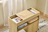 SoBuy FBT152-N Bout de Canapé sur roulettes Table d'Appoint avec 1 Plateau Semi-Fermé et 3 Compartiments avec 2 Portes coulissantes