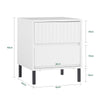 SoBuy FBT157-W Măsuță de capăt Măsuță de noptieră Măsuță auxiliară Măsuță de cafea cu 2 sertare pentru living, dormitor sau birou, picioare metalice, L40 x A40 x H48 cm, Alb