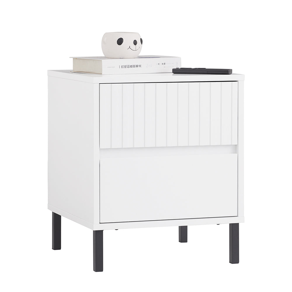 SoBuy FBT157-W Bout de Canapé Table de Chevet Table de Nuit Table d'Appoint Table Basse avec 2 Tiroirs pour Salon, Chambre ou