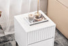 SoBuy FBT157-W Măsuță de capăt Măsuță de noptieră Măsuță auxiliară Măsuță de cafea cu 2 sertare pentru living, dormitor sau birou, picioare metalice, L40 x A40 x H48 cm, Alb