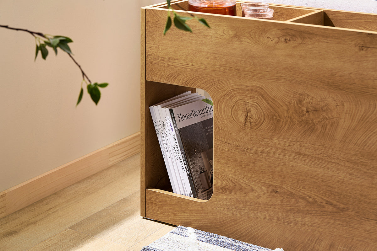 SoBuy FBT158-N Table de Chevet avec Plateau Amovible et Tiroir, Gain de Place, pour Salon et Chambre, Rangement Optimisé, Compact – L25×P70×H55 cm, Naturel