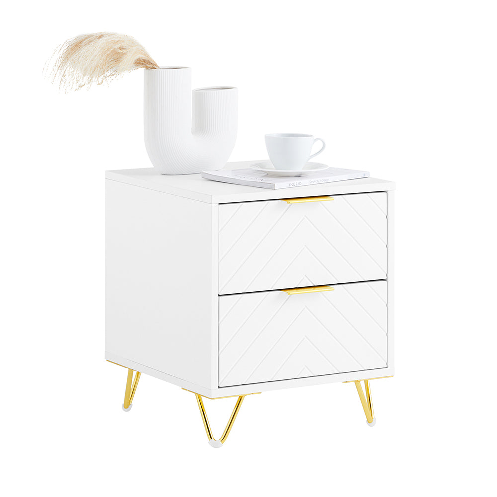 SoBuy FBT160-W Table de Chevet à 2 Tiroirs