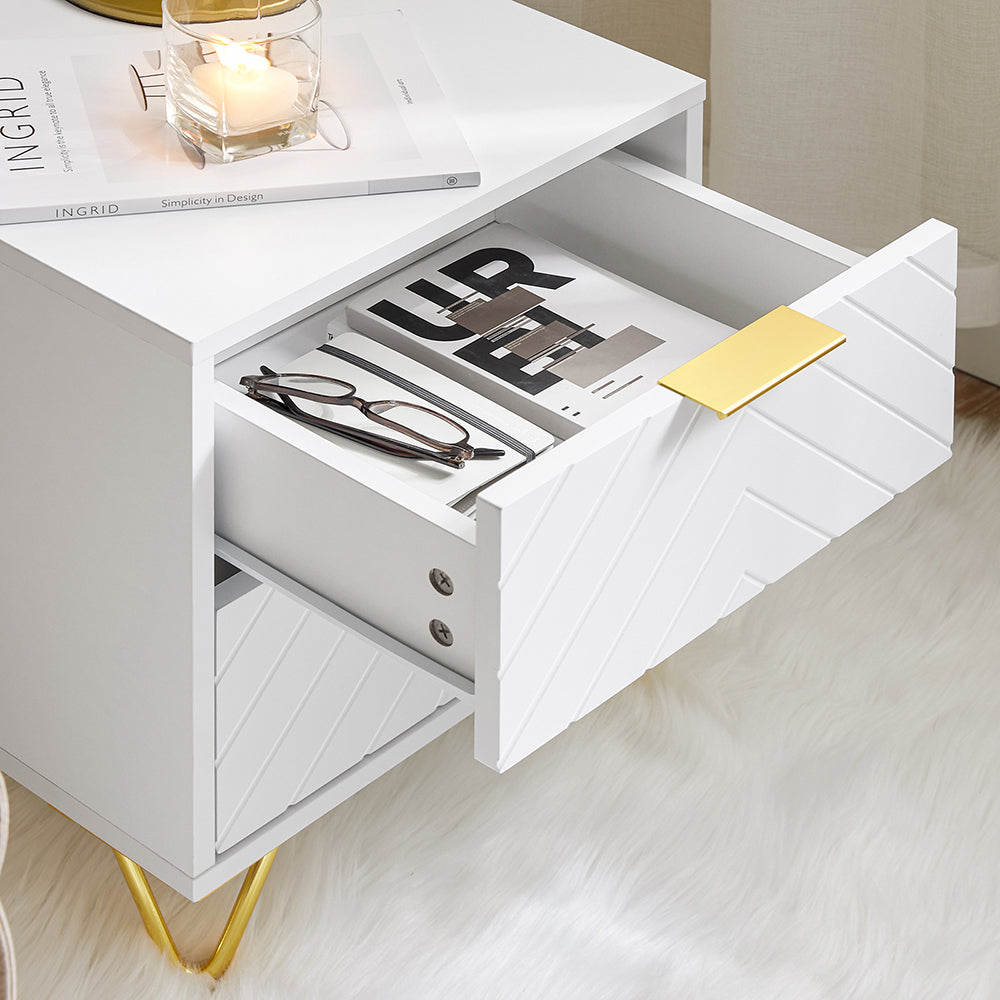 SoBuy FBT160-W Noptieră cu 2 Sertare