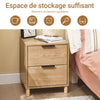 SoBuy FBT166-N Noptieră cu 2 sertare, Măsuță laterală pentru dormitor sau living, Natură l 40 x l 42 x î 47 cm