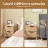 SoBuy FBT166-N Noptieră cu 2 sertare, Măsuță laterală pentru dormitor sau living, Natură l 40 x l 42 x î 47 cm