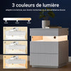 SoBuy FBT167-E-W Noptieră cu 3 sertare, 2 panouri laterale acrilice și iluminare LED, 3 culori reglabile, Noptieră Modernă pentru Dormitor și Sufragerie, L41 × l40 × H52 cm, Alb